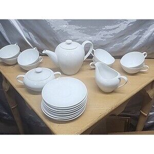 Vintage embossed White fine china Tea Set floral Pattern service for 8